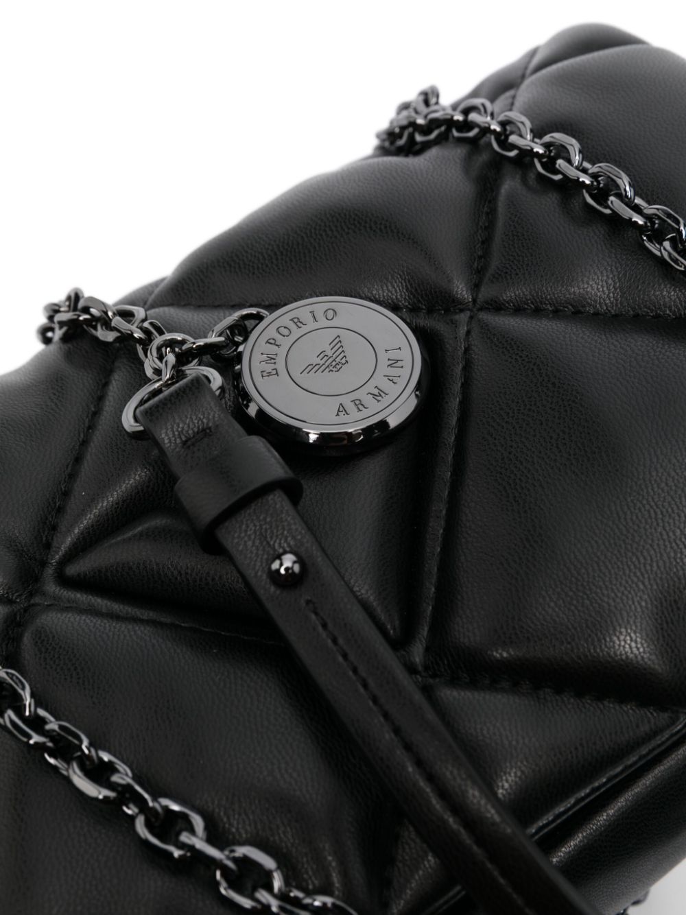 Emporio Armani Black Quilted Shoulder Bag with Eagle Head Charm image 1