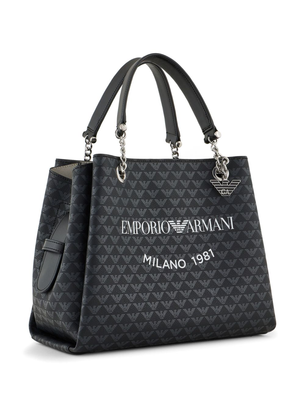 Emporio Armani Black Signature Eagle Head Charm Logo Tote Bag image 2