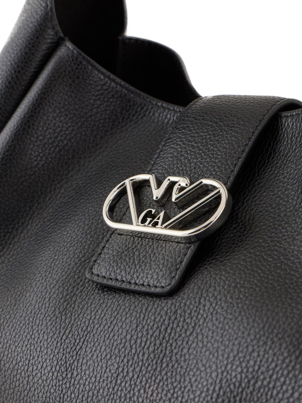 Emporio Armani Black Grained Leather Tote Bag image 3