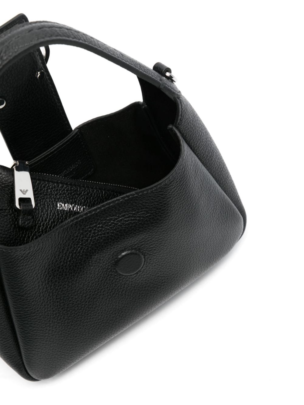 Emporio Armani Black Pebbled Calf Leather Shoulder Bag image 2