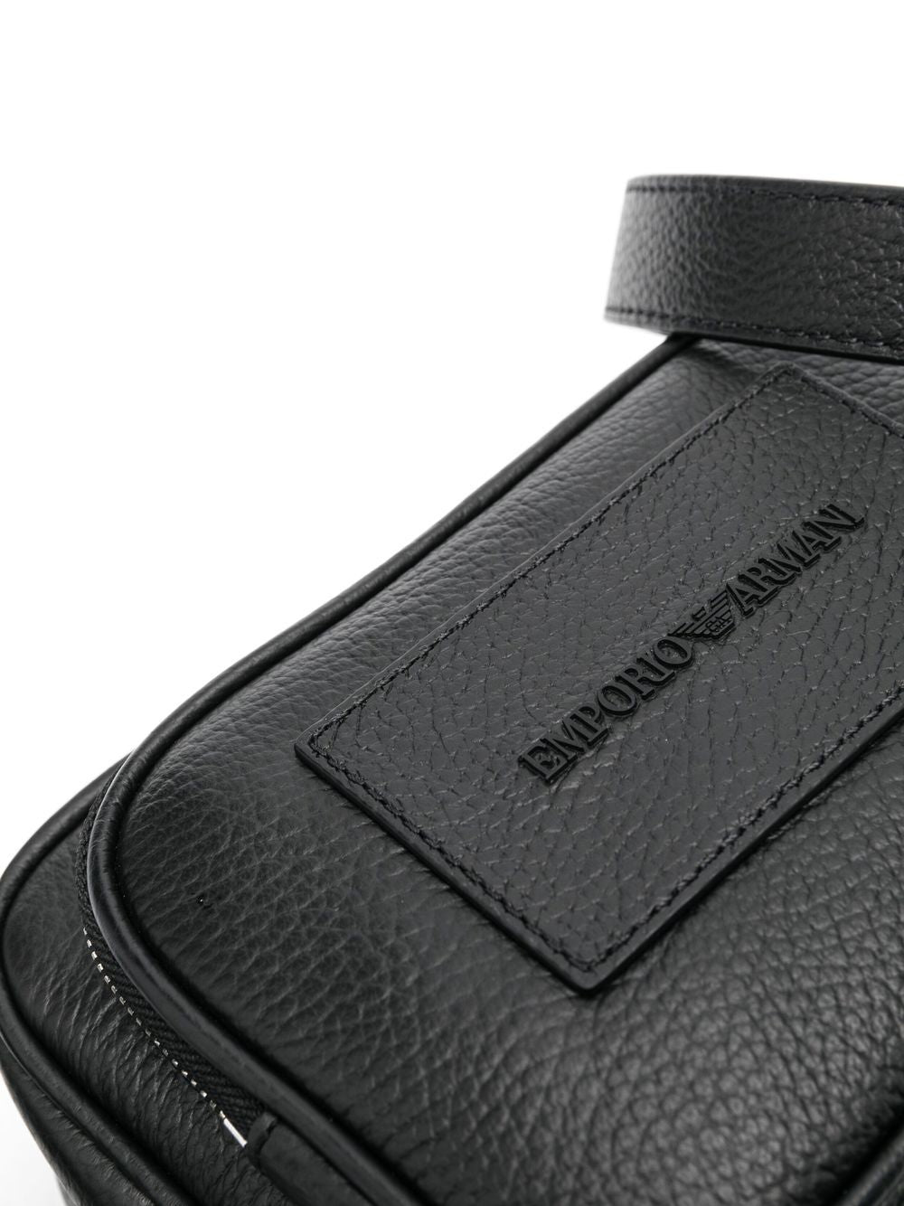 Emporio Armani Black Leather Crossbody Messenger Bag image 3