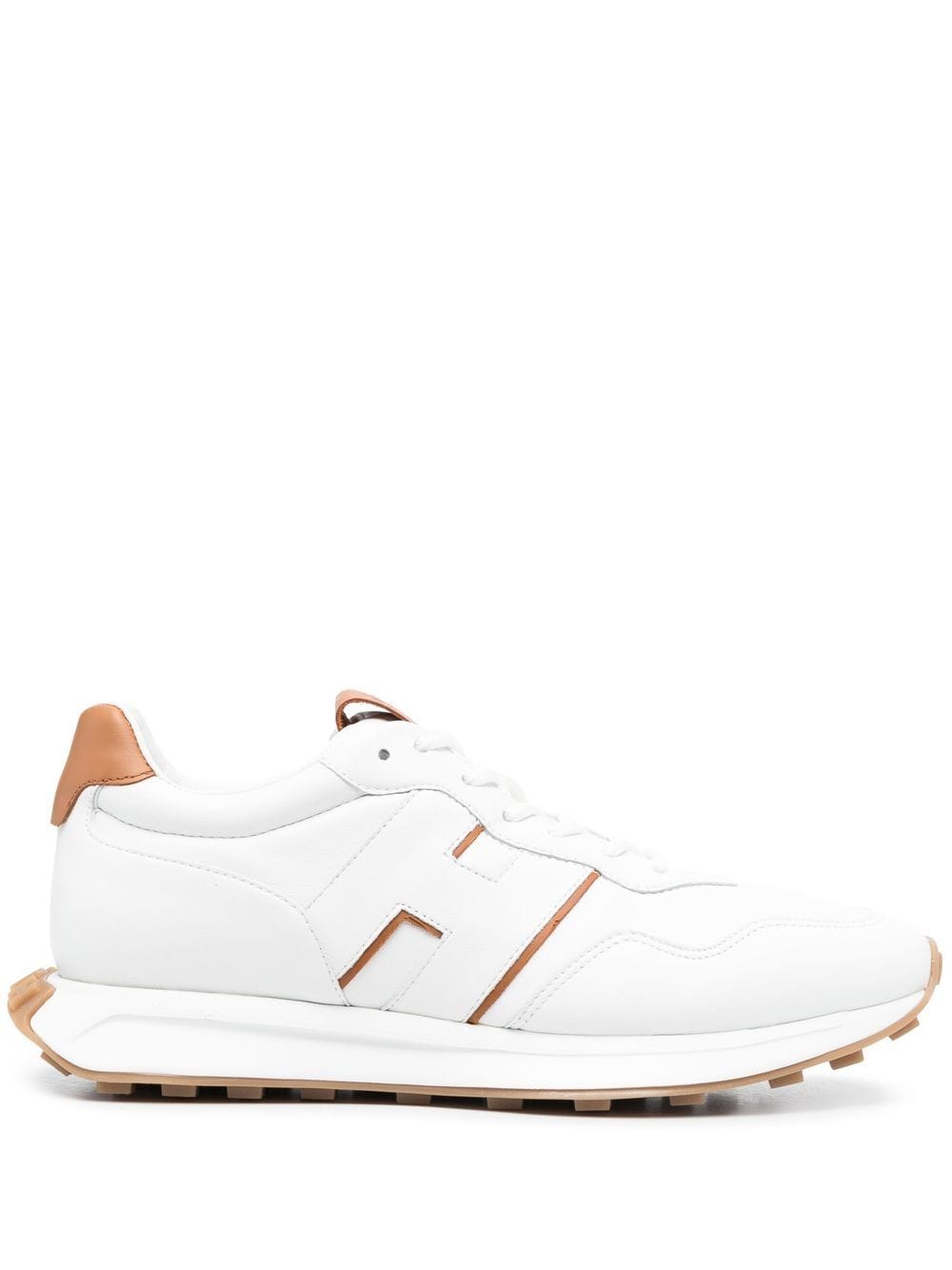 Hogan Leather Sneakers with Contrast Detailing in Brown image 0