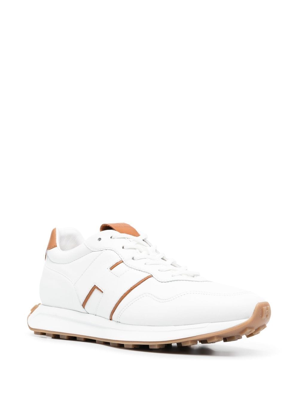 Hogan Leather Sneakers with Contrast Detailing in Brown image 1