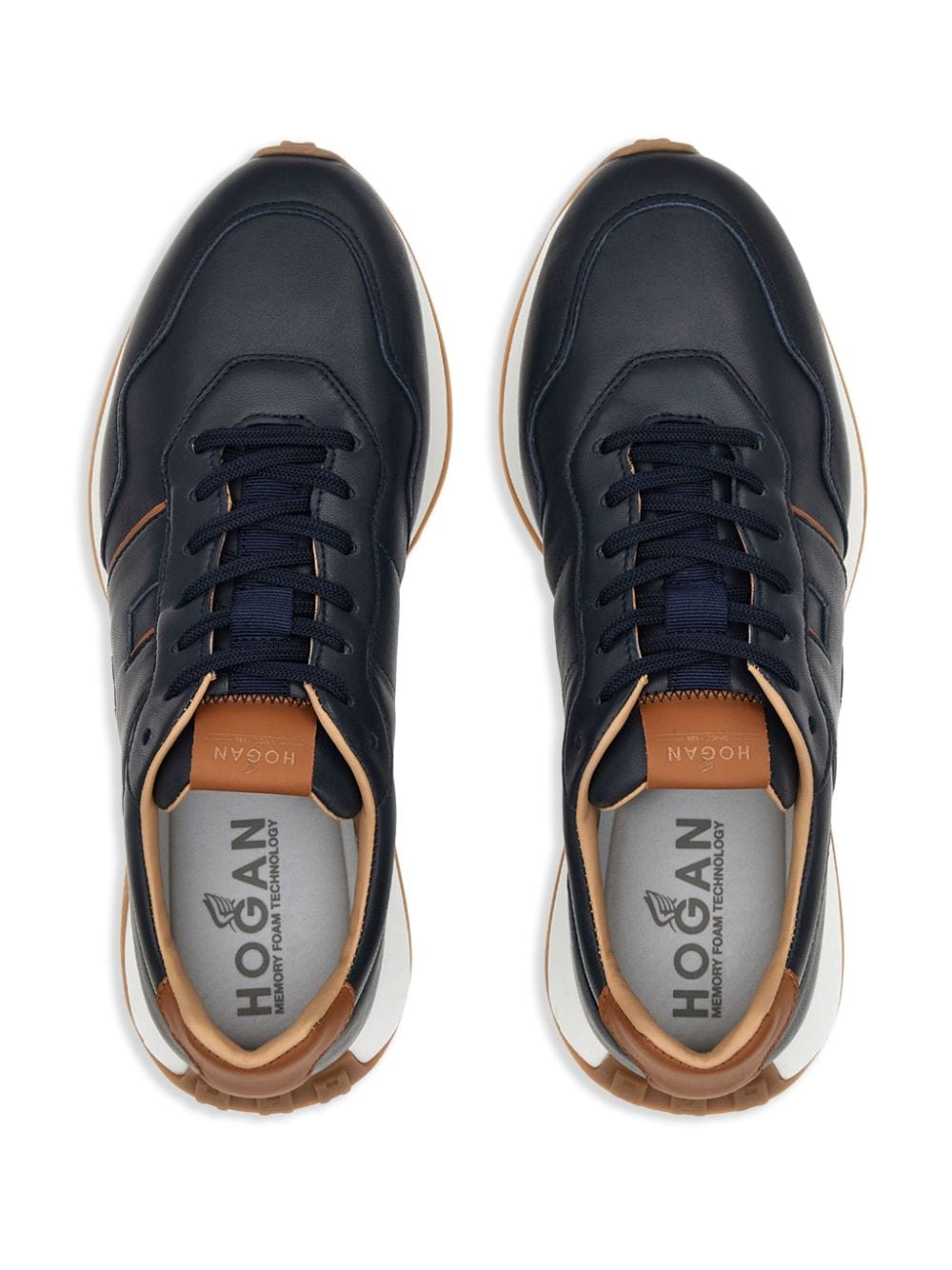 HOGAN H601 Navy Blue Leather Lace-Up Sneakers image 1