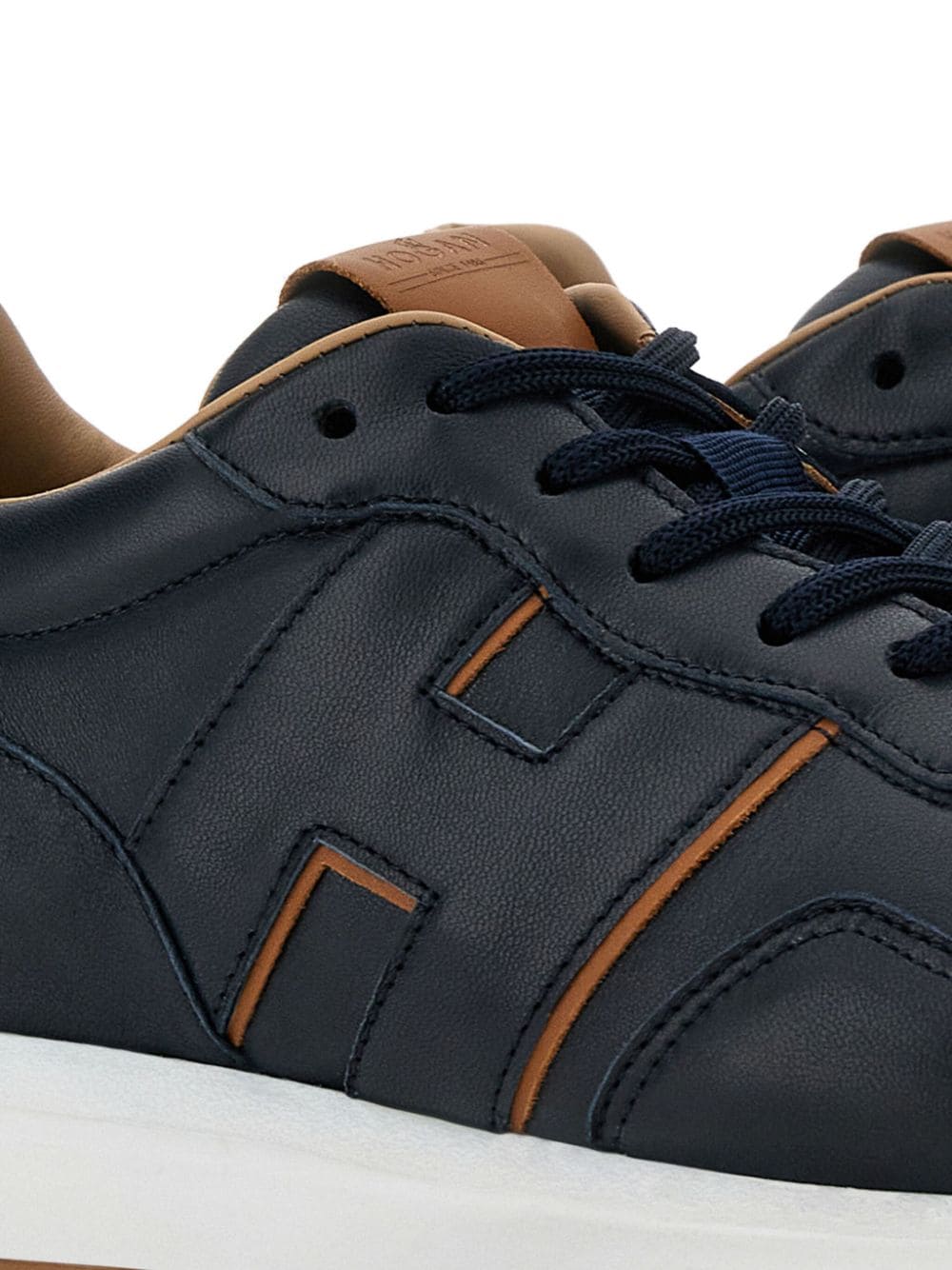 HOGAN H601 Navy Blue Leather Lace-Up Sneakers image 3