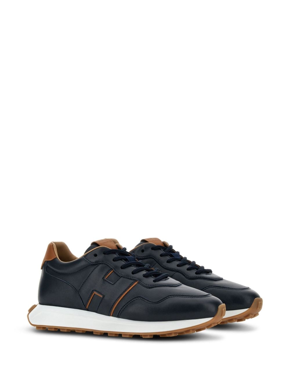 HOGAN H601 Navy Blue Leather Lace-Up Sneakers image 5