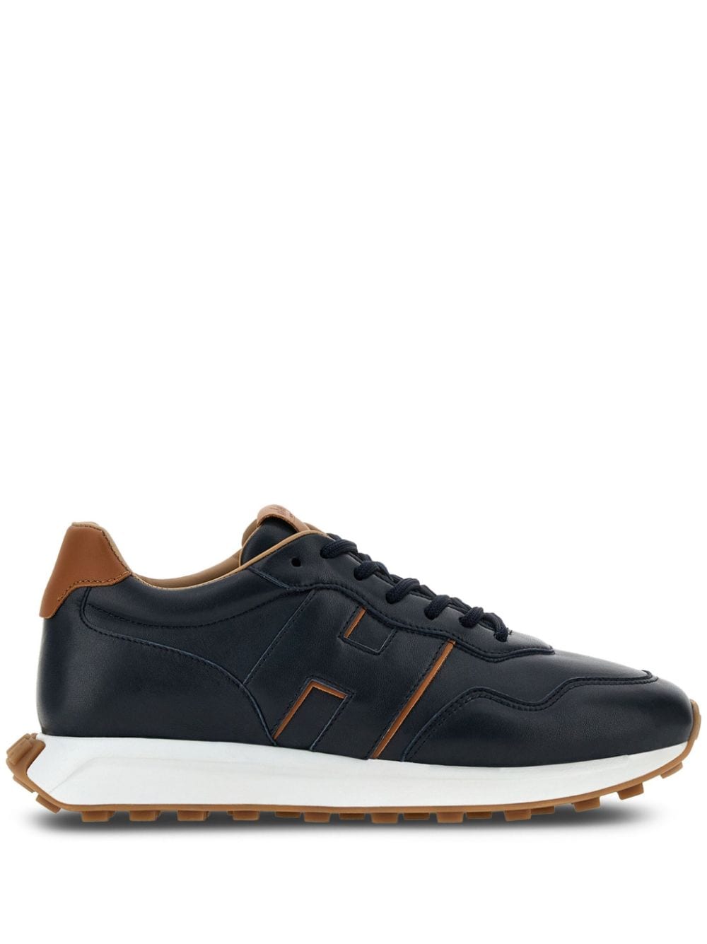 HOGAN H601 Navy Blue Leather Lace-Up Sneakers image 0