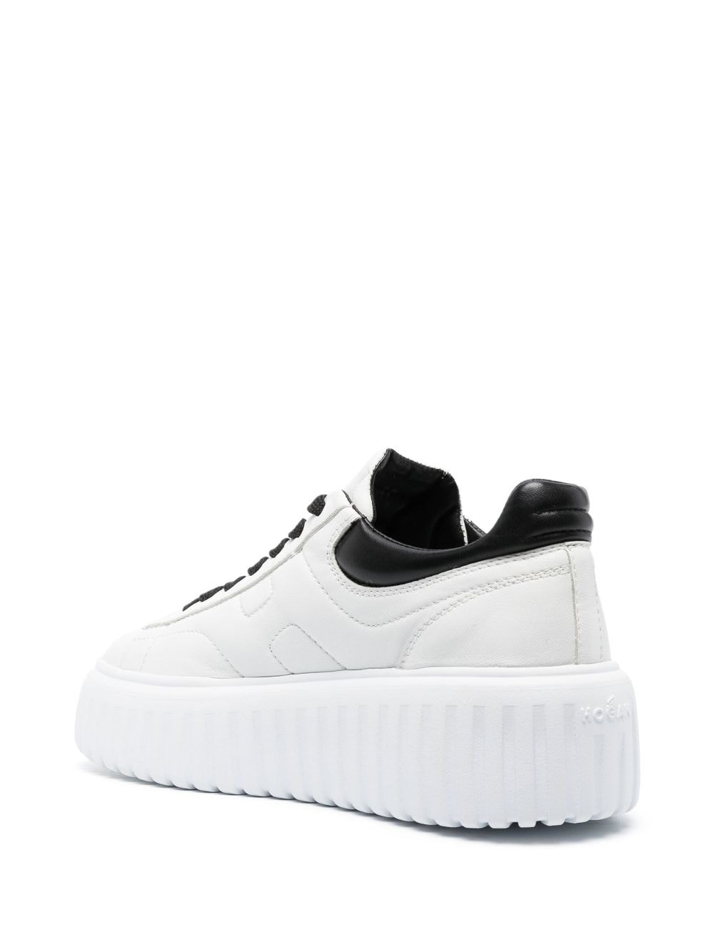 HOGAN White Calf Leather Low-Top Sneakers with Embroidered Logo image 1