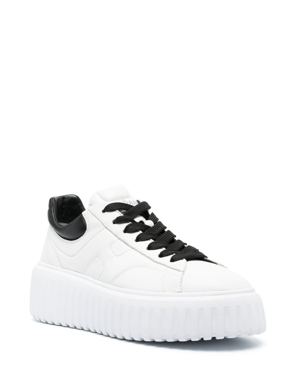 HOGAN White Calf Leather Low-Top Sneakers with Embroidered Logo image 2