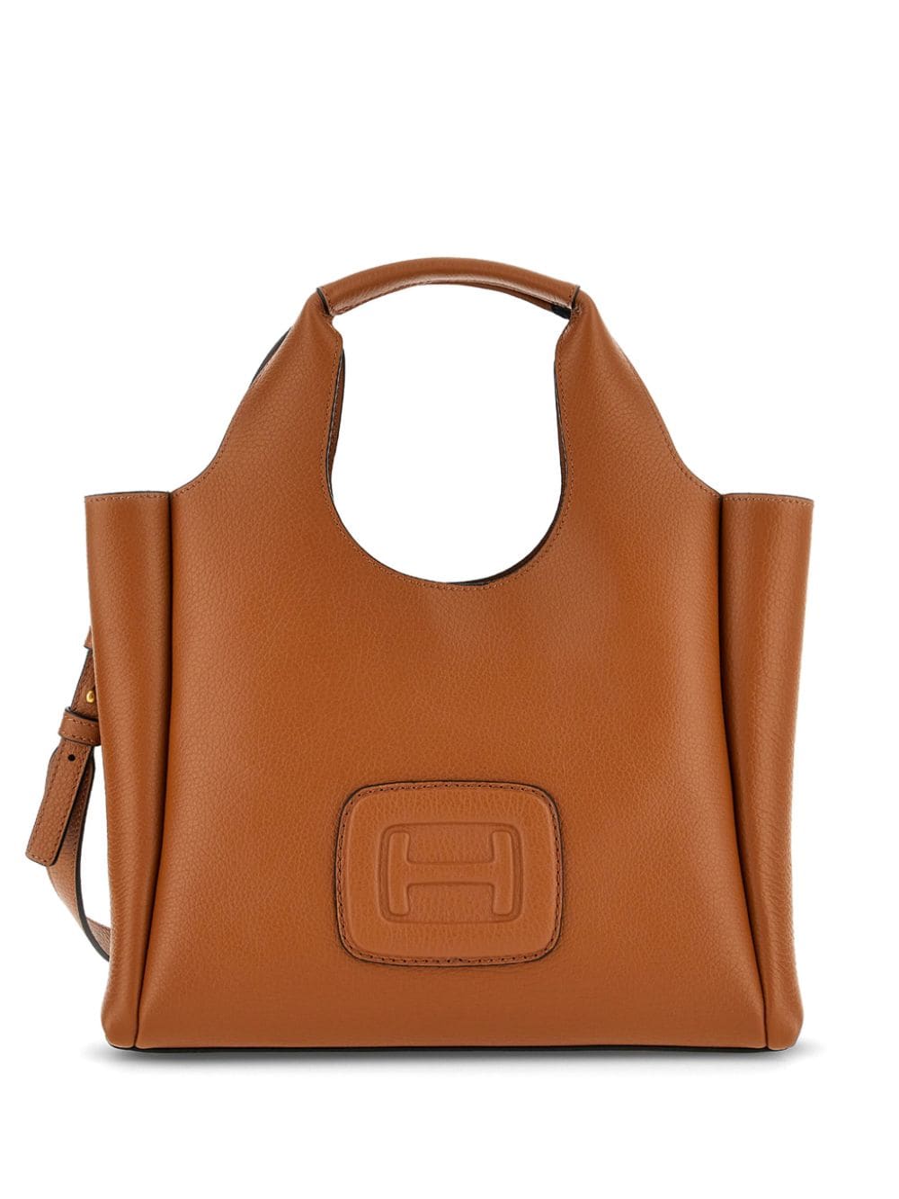 HOGAN Brown Leather Embossed H-Bag Tote image 0