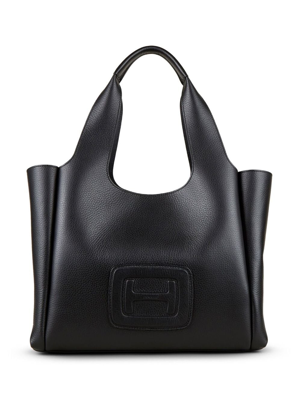 Hogan H-Logo Grained Leather Tote Bag - Black image 0