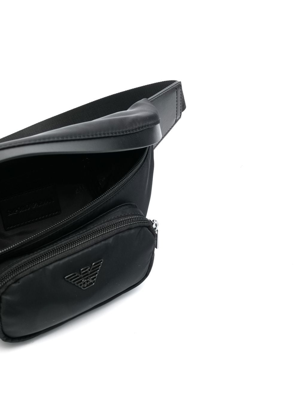 Emporio Armani Black Leather Logo Belt Bag image 4