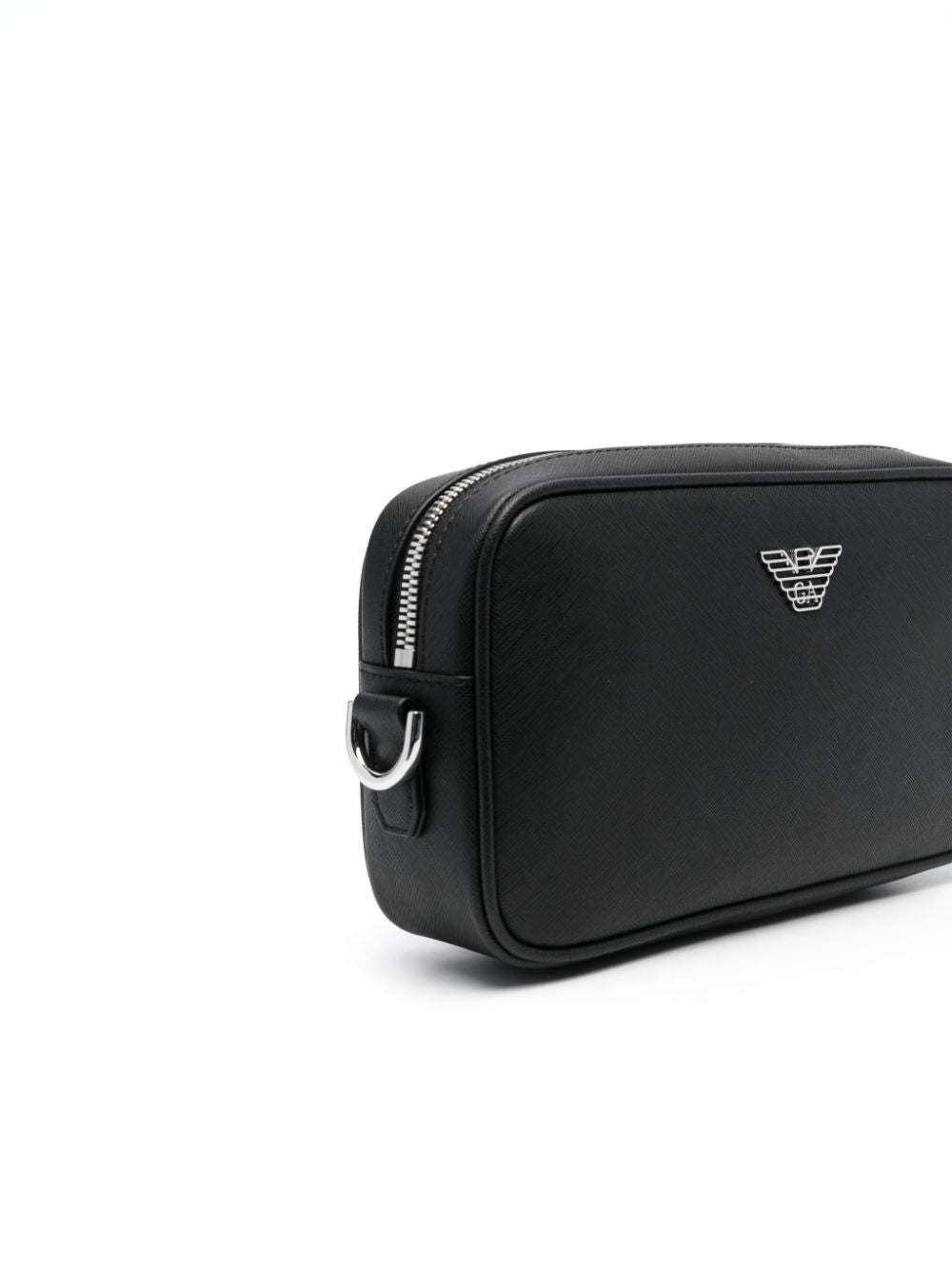 Emporio Armani Black Textured Wash Bag with Eagle Plaque image 2