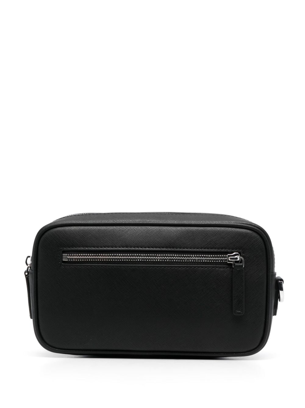 Emporio Armani Black Textured Wash Bag with Eagle Plaque image 3