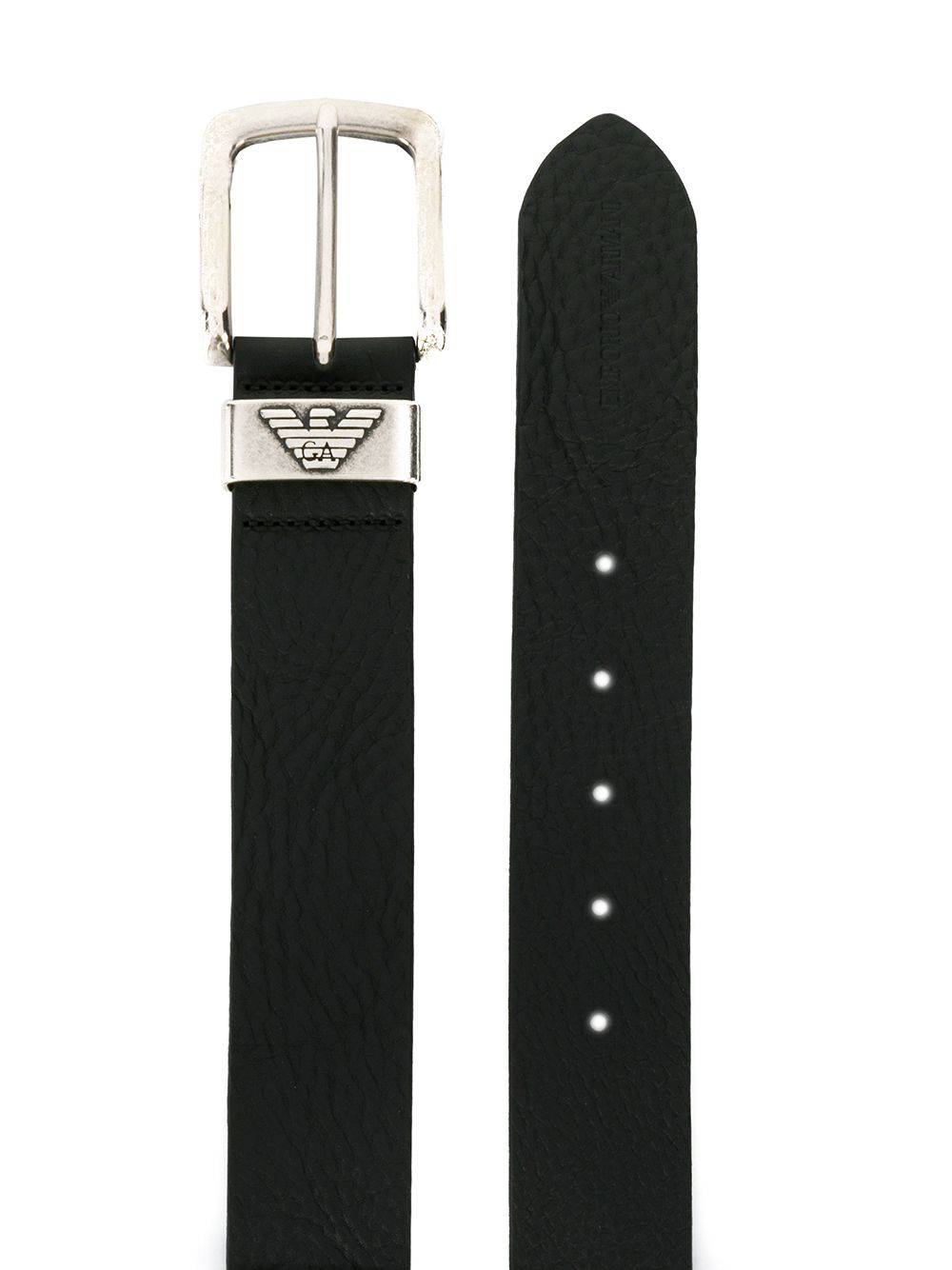 Emporio Armani Black Leather Belt with Logo Plaque image 1