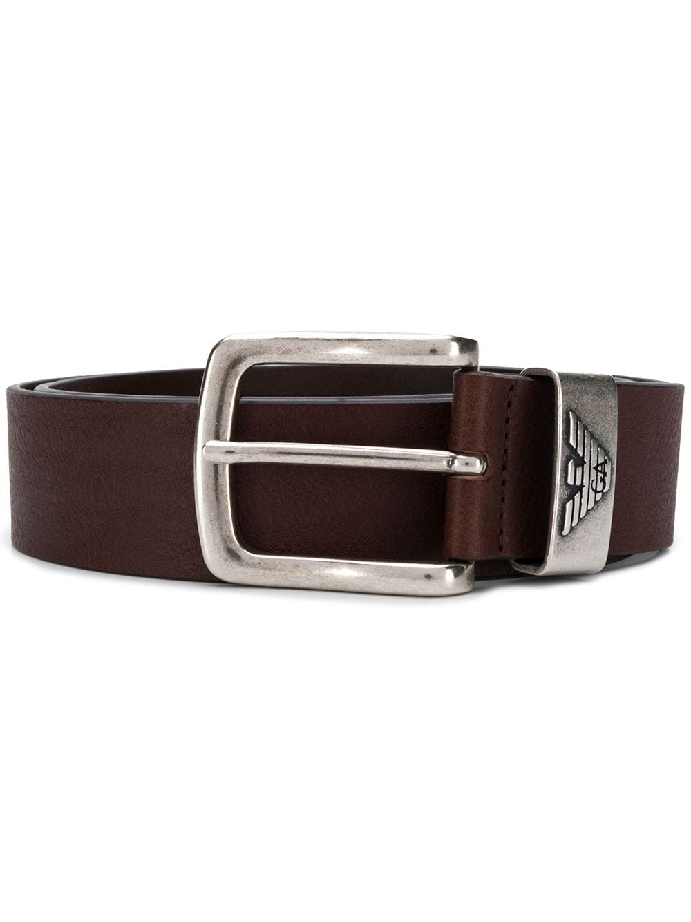 Emporio Armani Brown Leather Belt with Logo Detail image 0