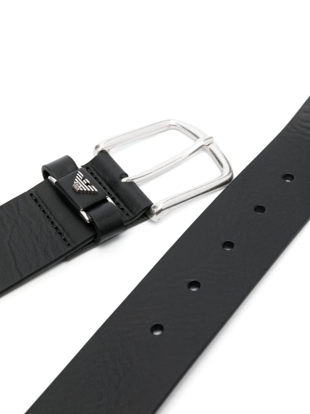 Emporio Armani Black Leather Belt with Logo Buckle image 1