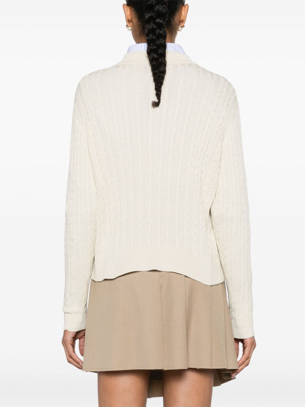 Peuterey Beige Cable Knit Crew Neck Sweater image 2