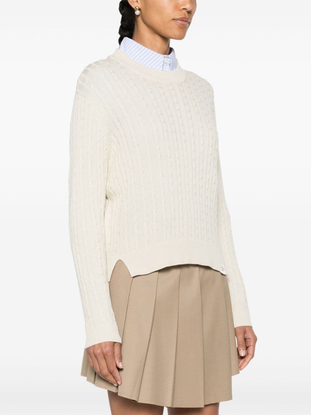 Peuterey Beige Cable Knit Crew Neck Sweater image 3