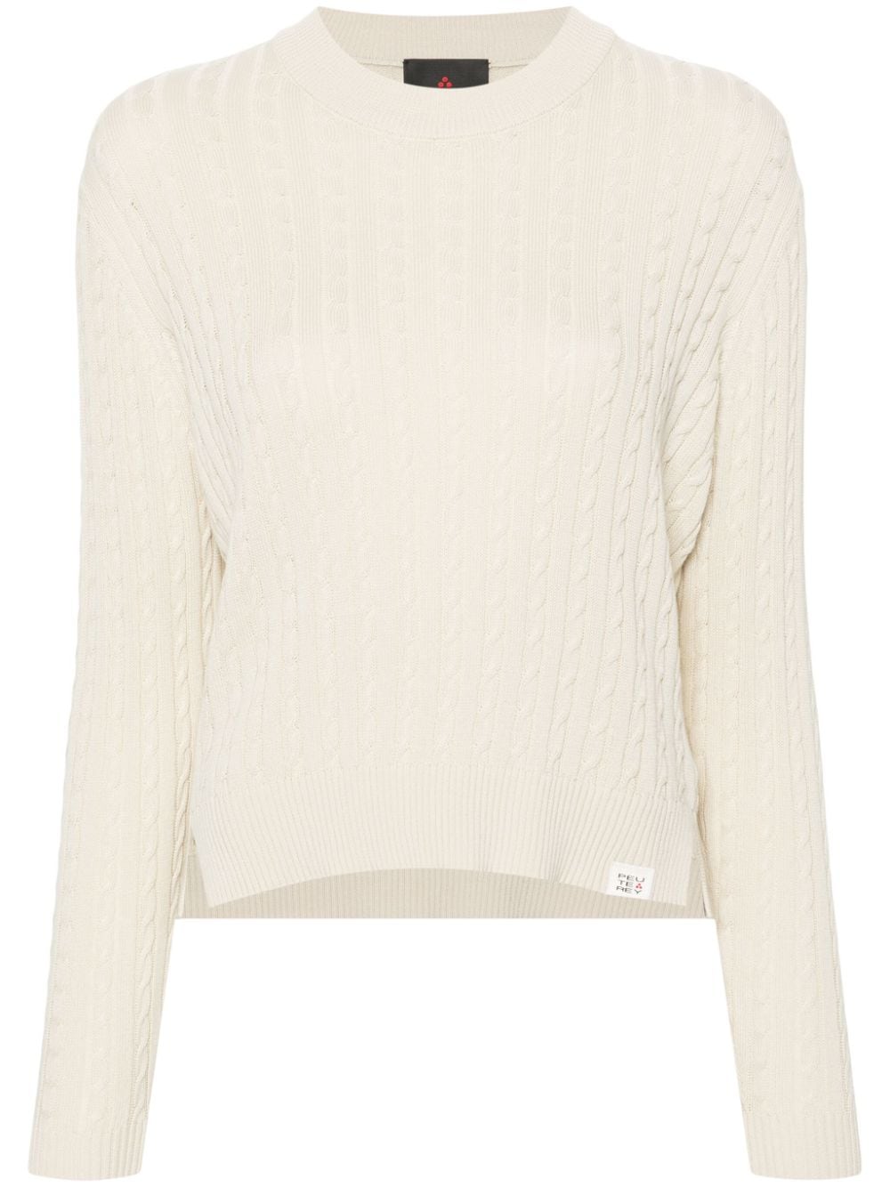 Peuterey Beige Cable Knit Crew Neck Sweater image 0