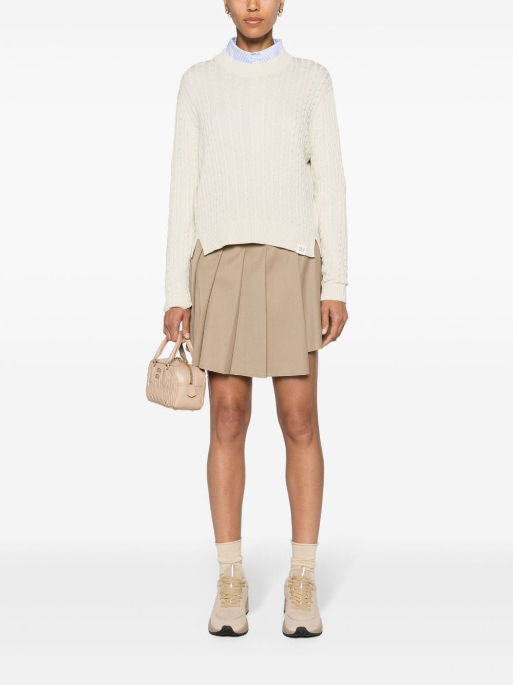 Peuterey Beige Cable Knit Crew Neck Sweater image 4