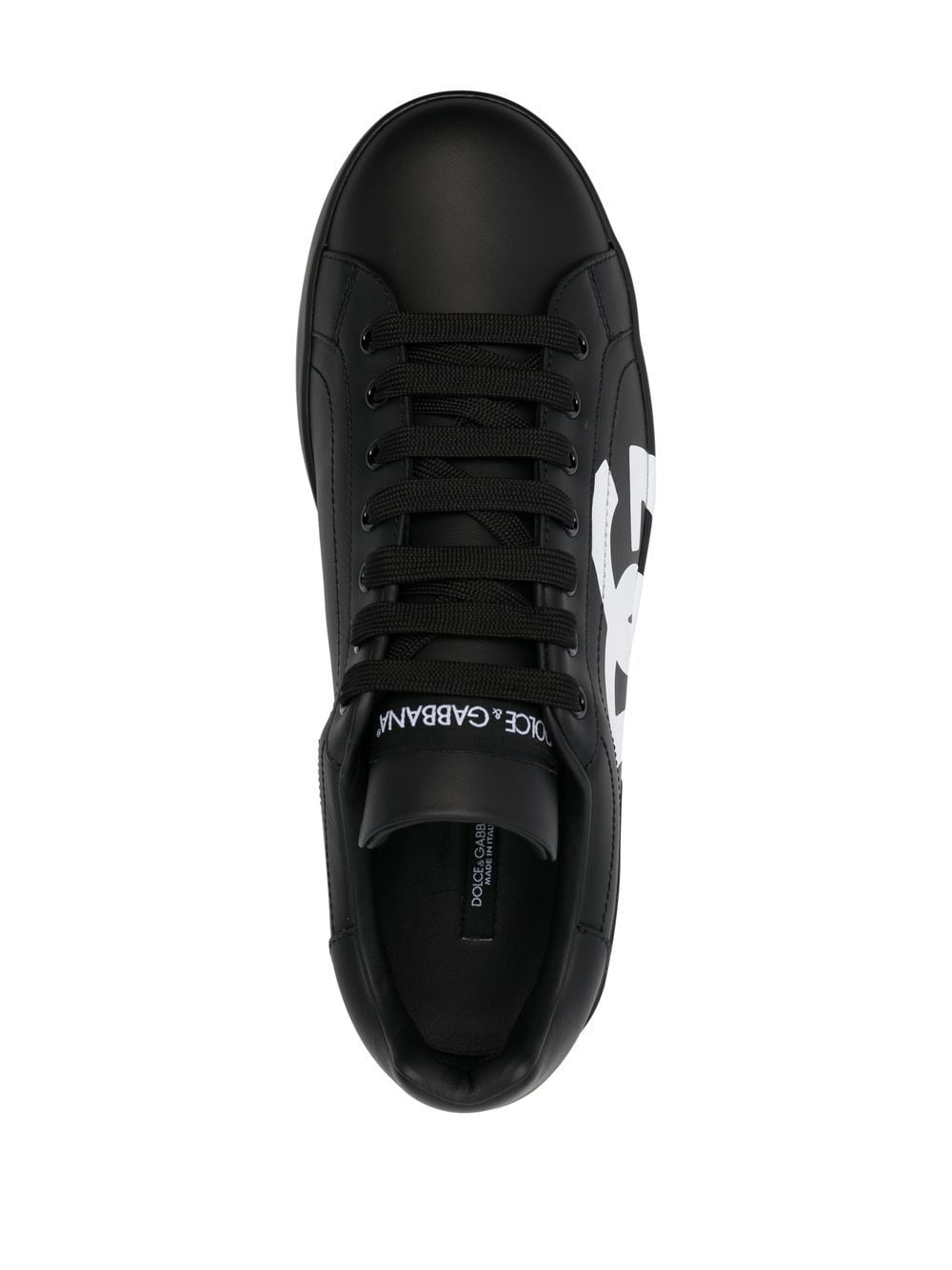 Dolce & Gabbana Portofino Logo-Print Leather Sneakers - Black image 1