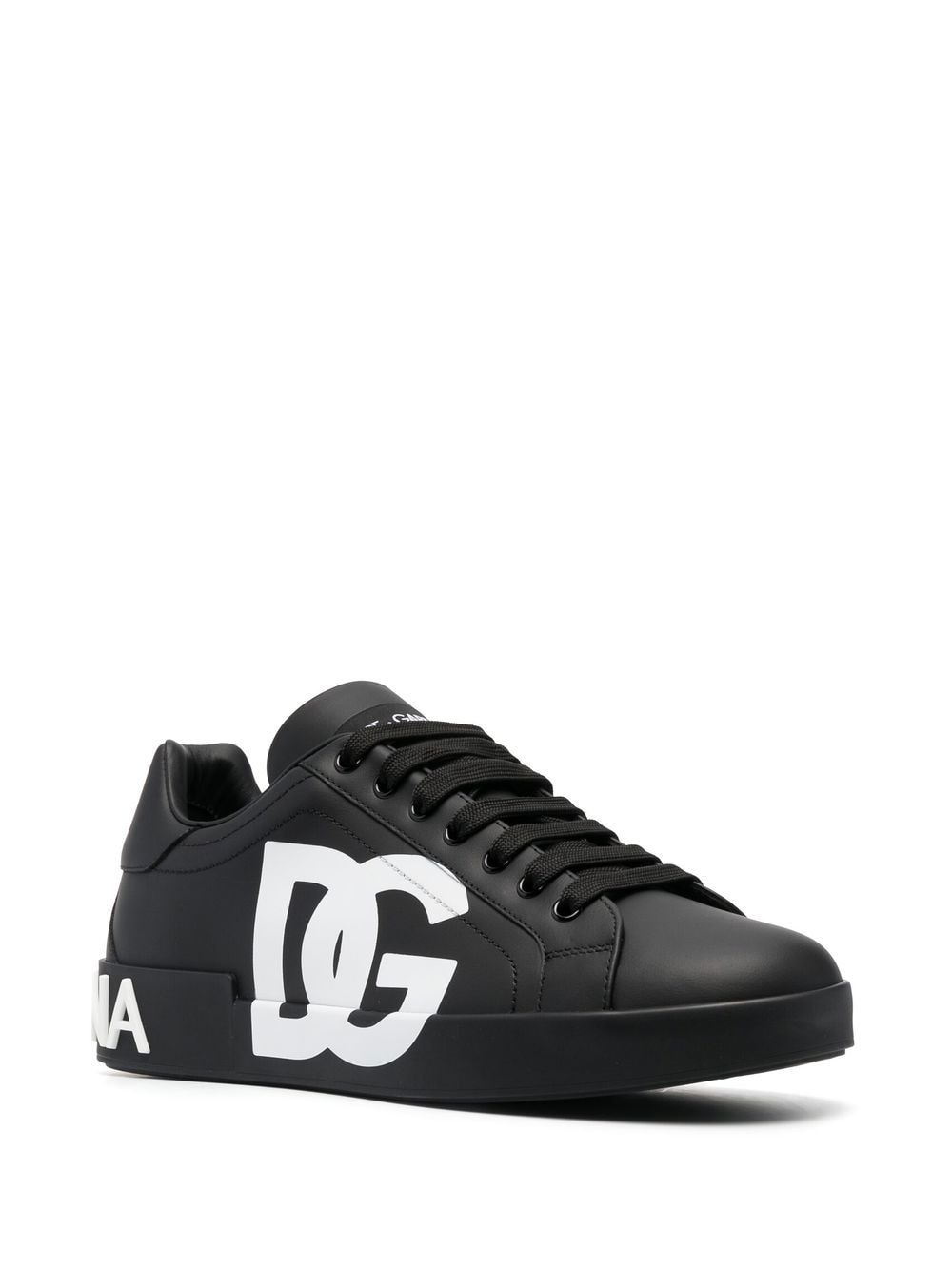 Dolce & Gabbana Portofino Logo-Print Leather Sneakers - Black image 2