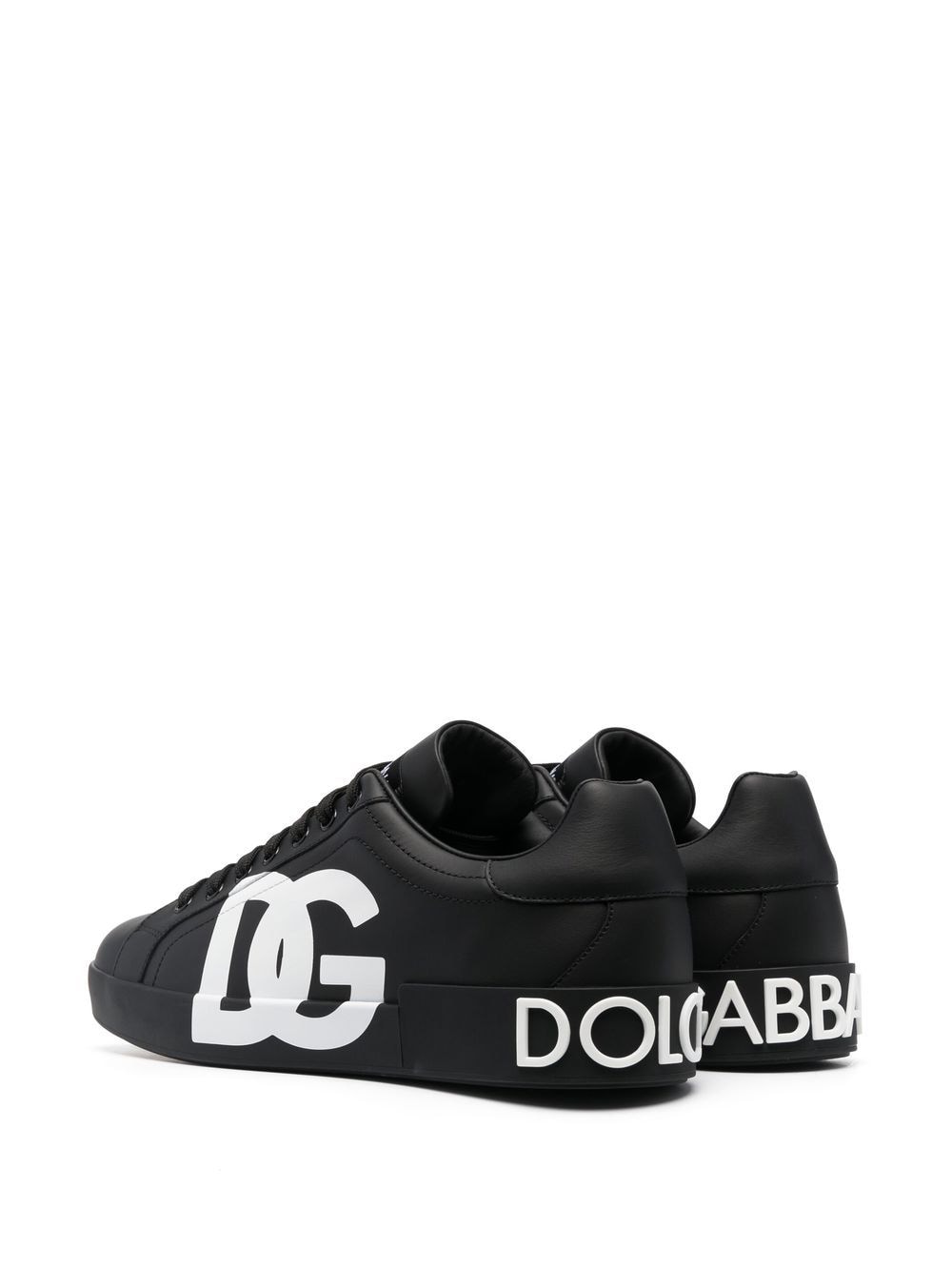 Dolce & Gabbana Portofino Logo-Print Leather Sneakers - Black image 3