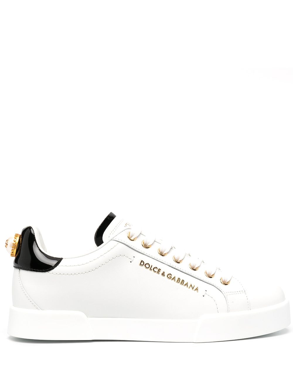 Dolce & Gabbana White Leather Logo Low-Top Sneakers image 0