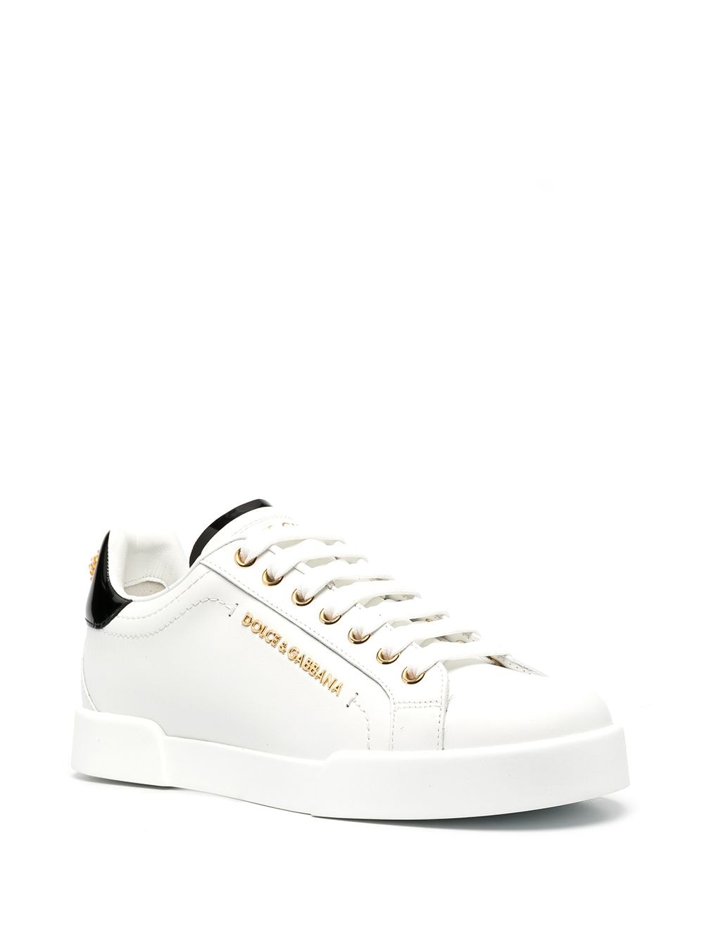 Dolce & Gabbana White Leather Logo Low-Top Sneakers image 1