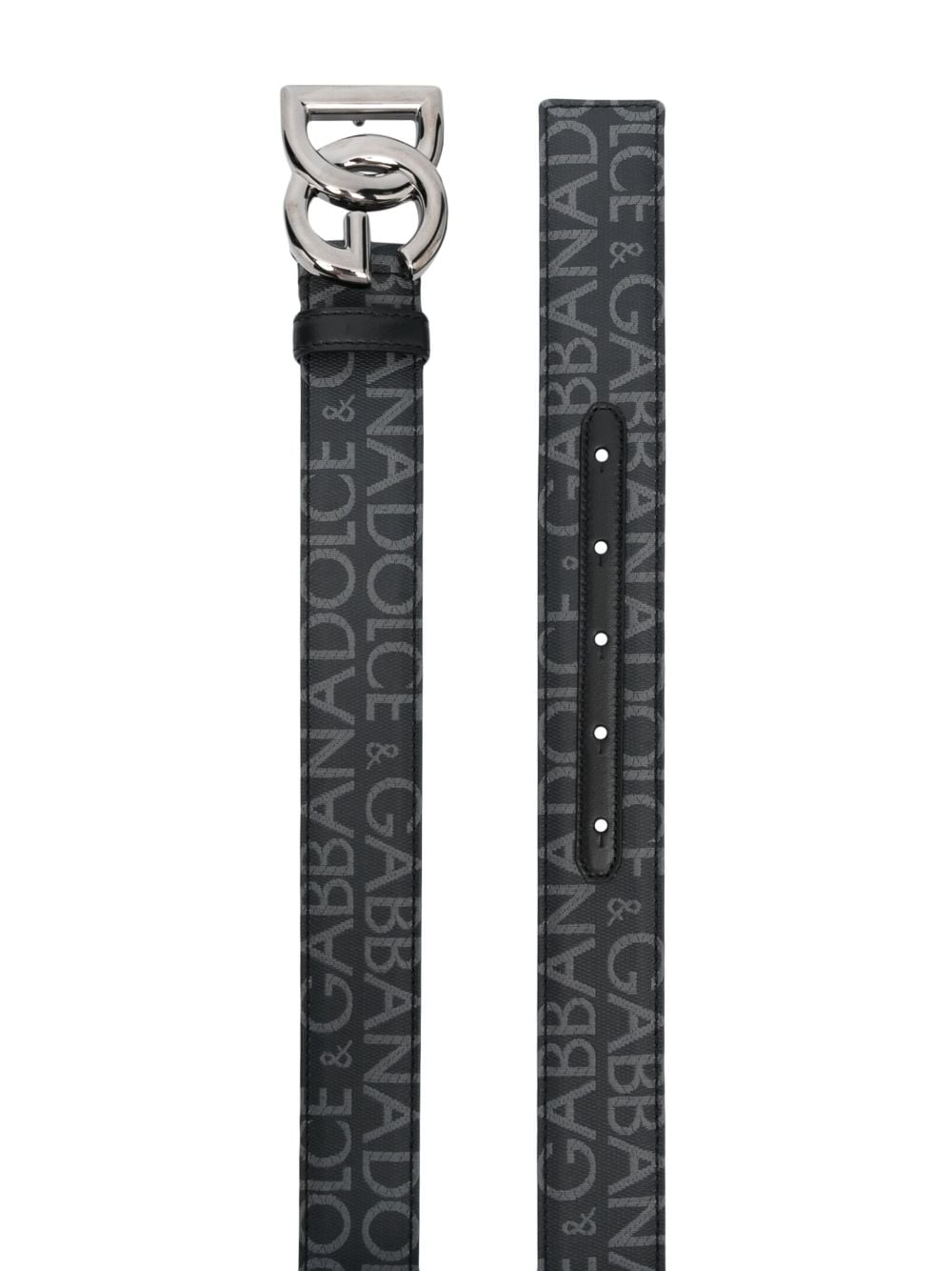 Dolce & Gabbana Logo Print Leather Belt - Black image 1