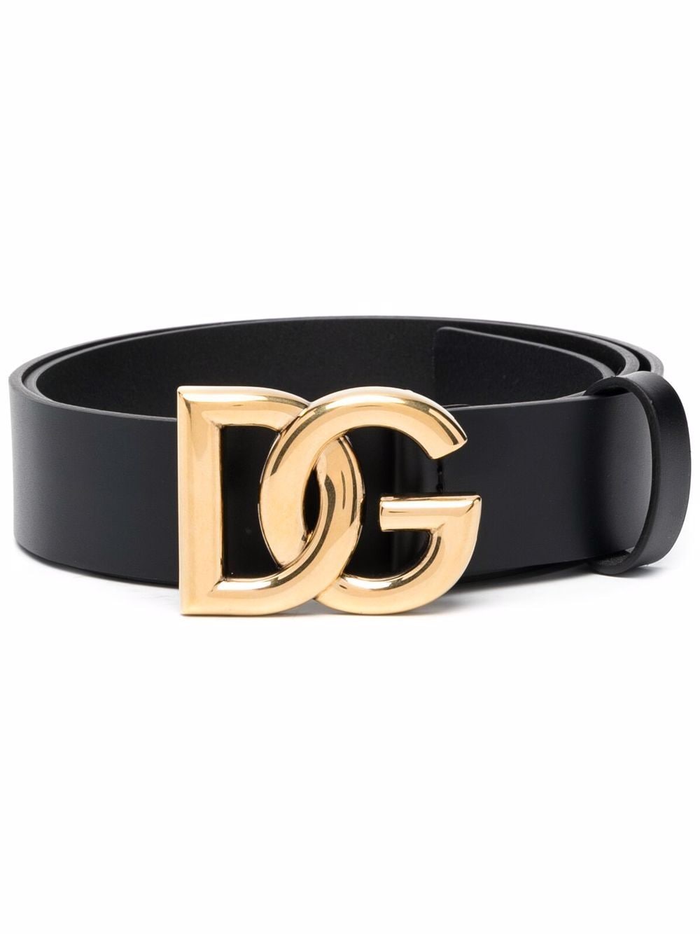 Dolce & Gabbana Black Calf Leather Logo Belt image 0