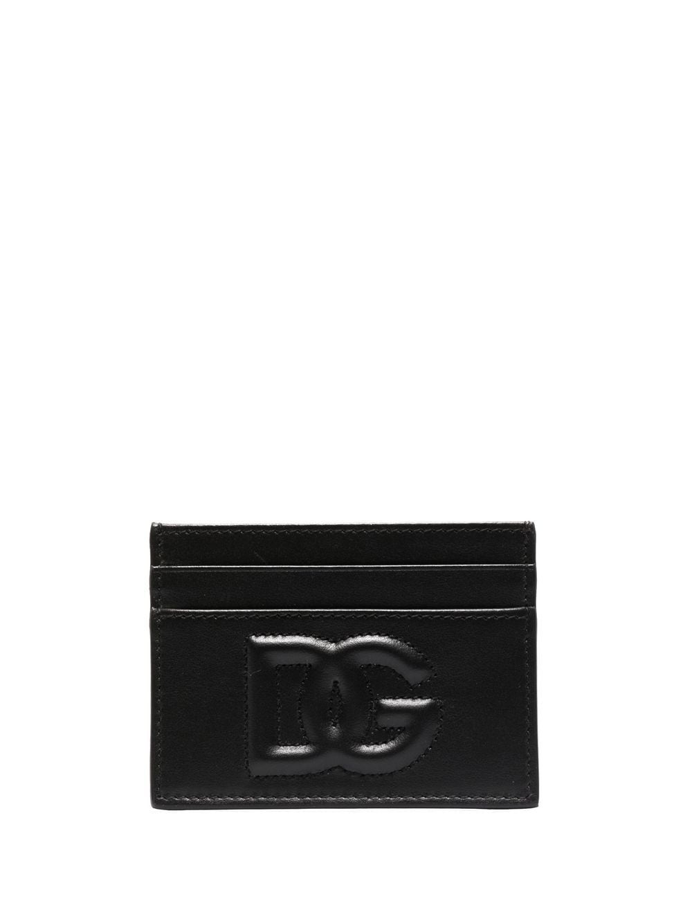 Dolce & Gabbana Black Leather Cardholder with Debossed Logo image 0