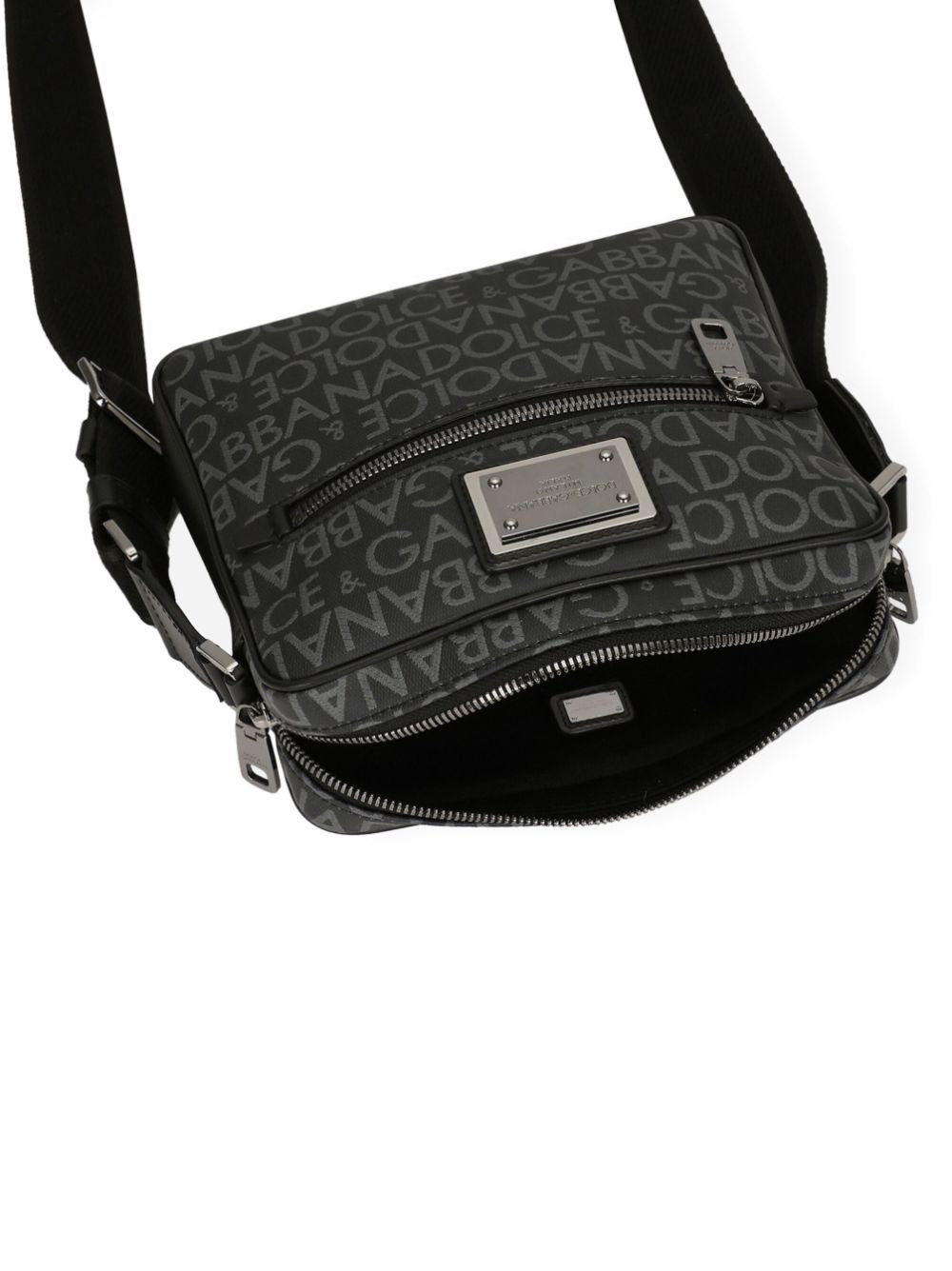 Dolce & Gabbana Black Logo-Print Jacquard Shoulder Bag image 3