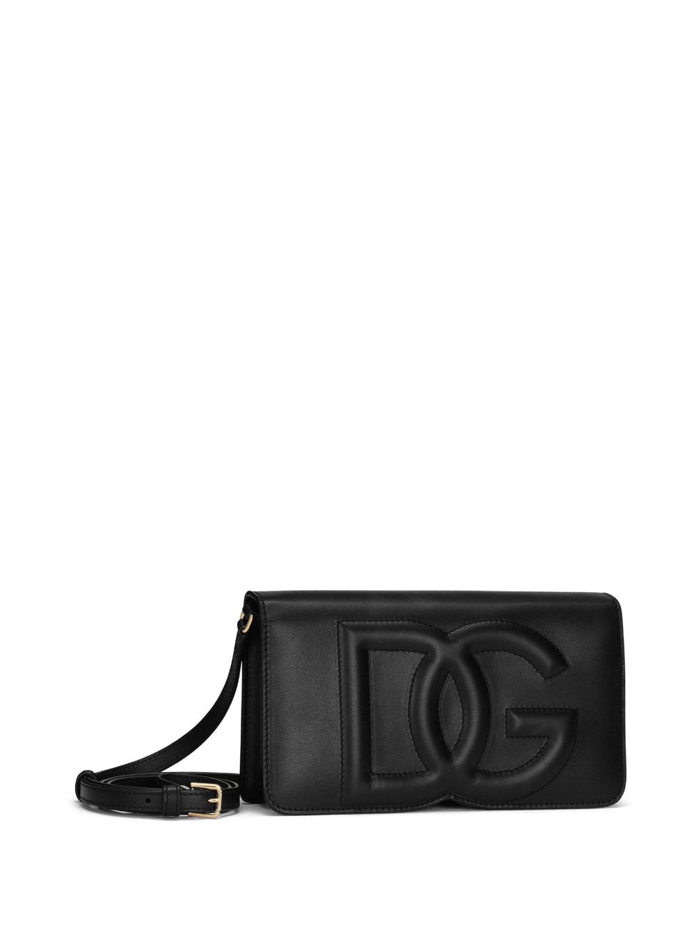 Dolce & Gabbana Black Calf Leather Shoulder Bag with Logo image 2