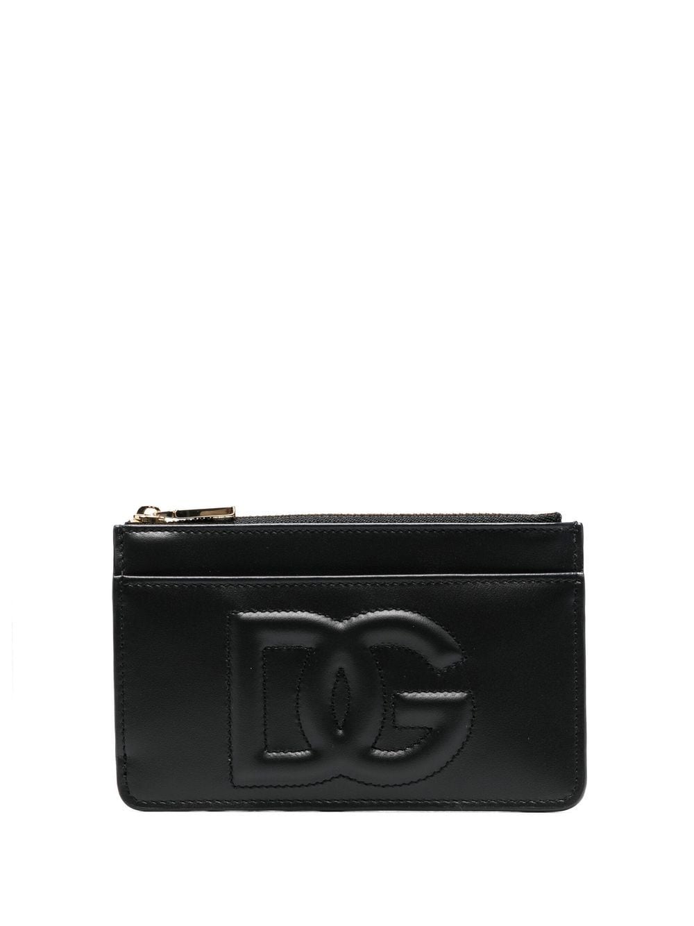 Dolce & Gabbana Black Calf Leather Zip-Around Wallet with Logo image 0