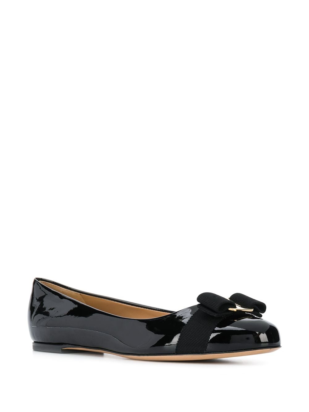 Salvatore Ferragamo Vara Bow Flat Shoes in Black Patent Leather image 1