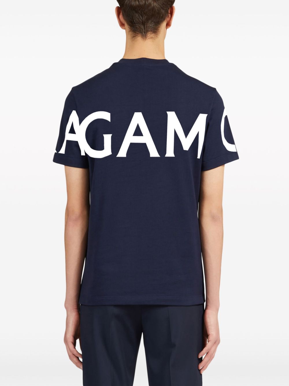 Ferragamo Logo Print Crew Neck T-Shirt - Blue image 1