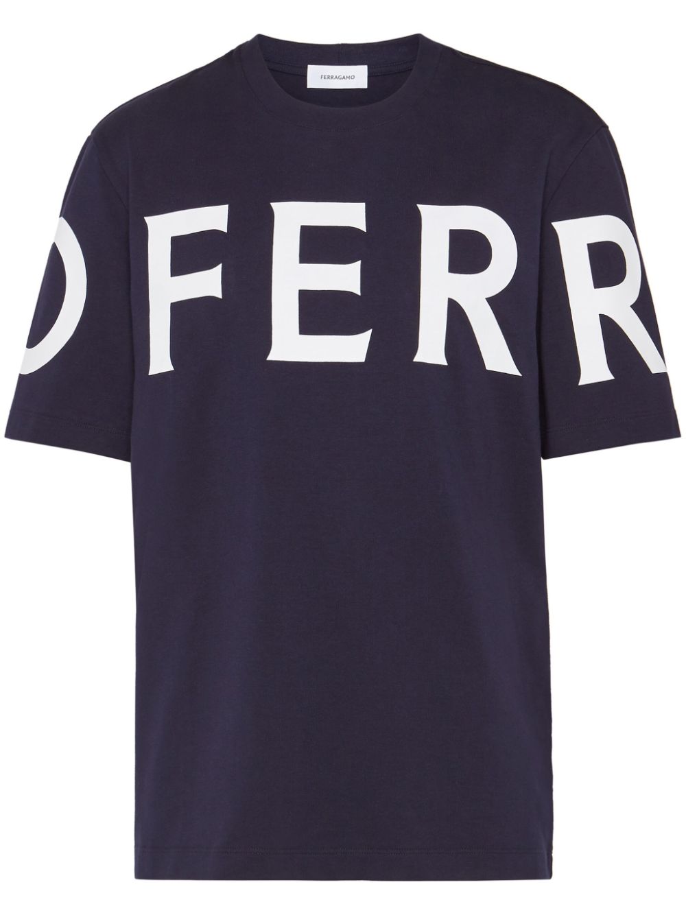 Ferragamo Logo Print Crew Neck T-Shirt - Blue image 0