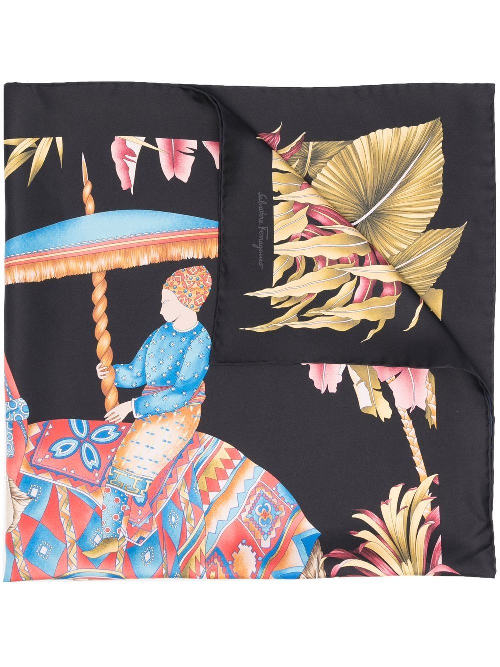 Ferragamo Silk Scarf - Black & Multicolor Graphic Print image 0