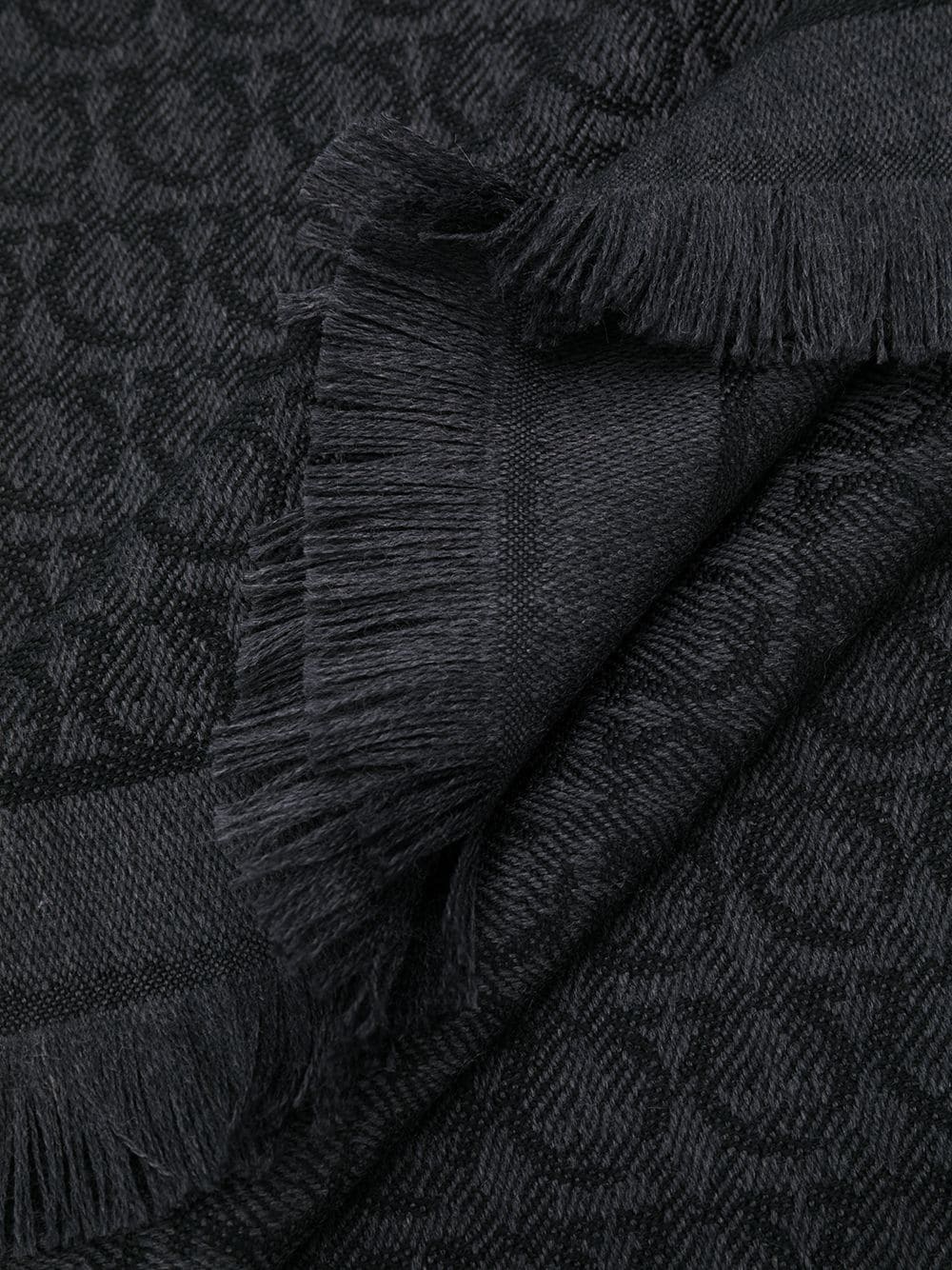 Salvatore Ferragamo Black Gancini Wool Scarf with Fringes image 2