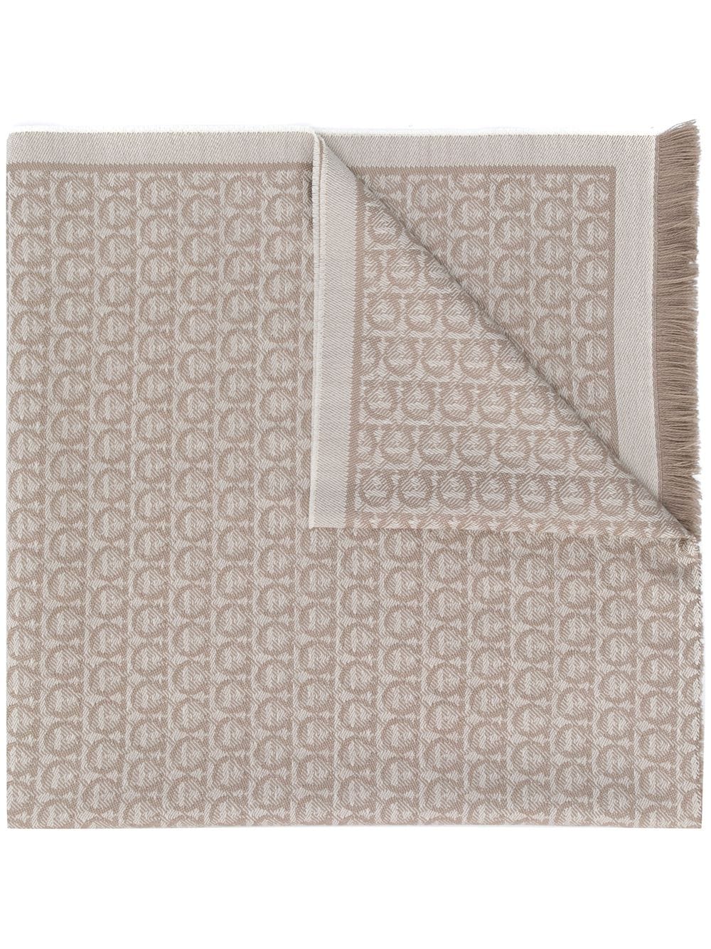 Salvatore Ferragamo Gancini Beige Wool Scarf image 0