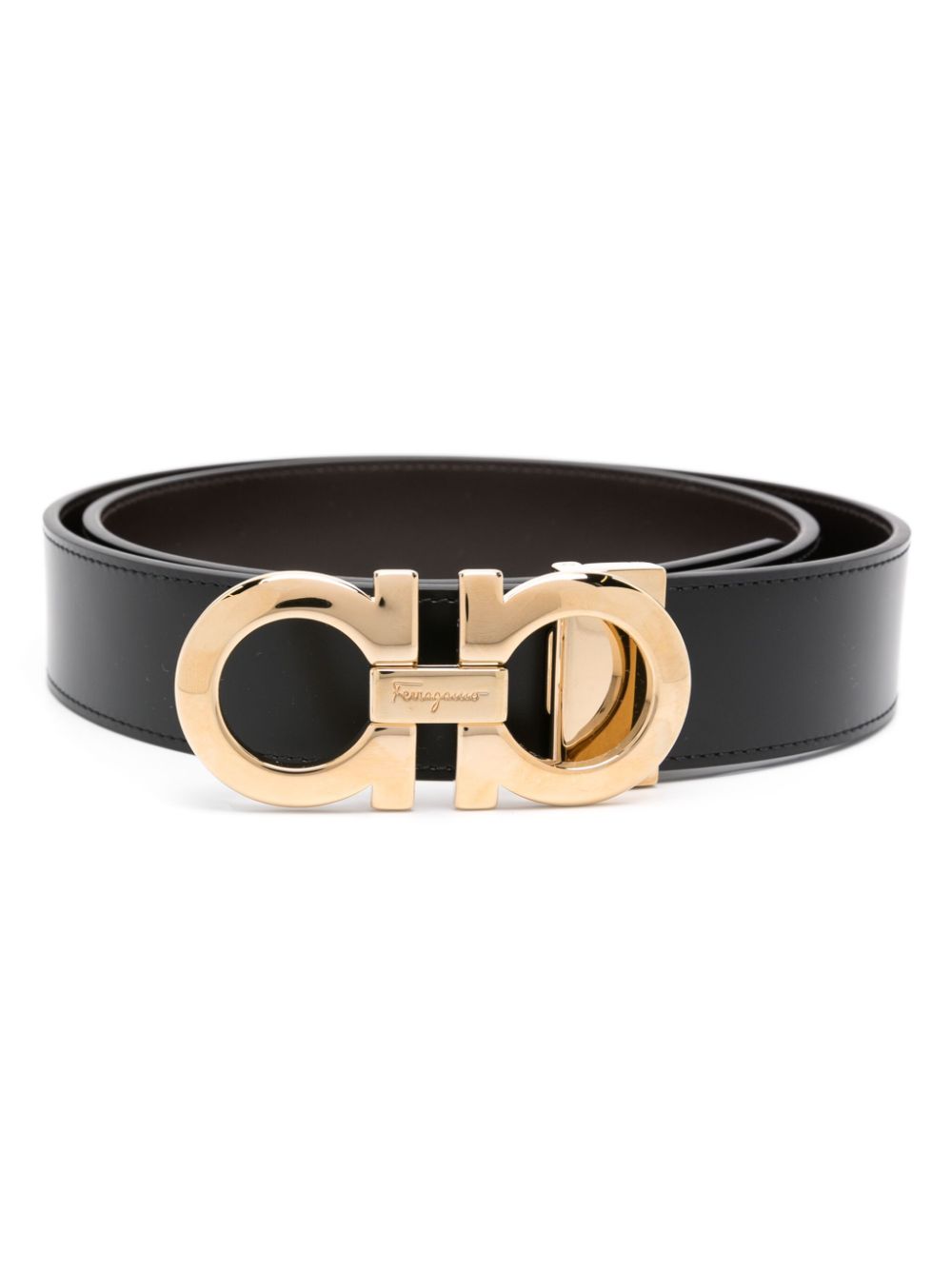 Ferragamo Gancini Buckle Leather Belt - Black image 0