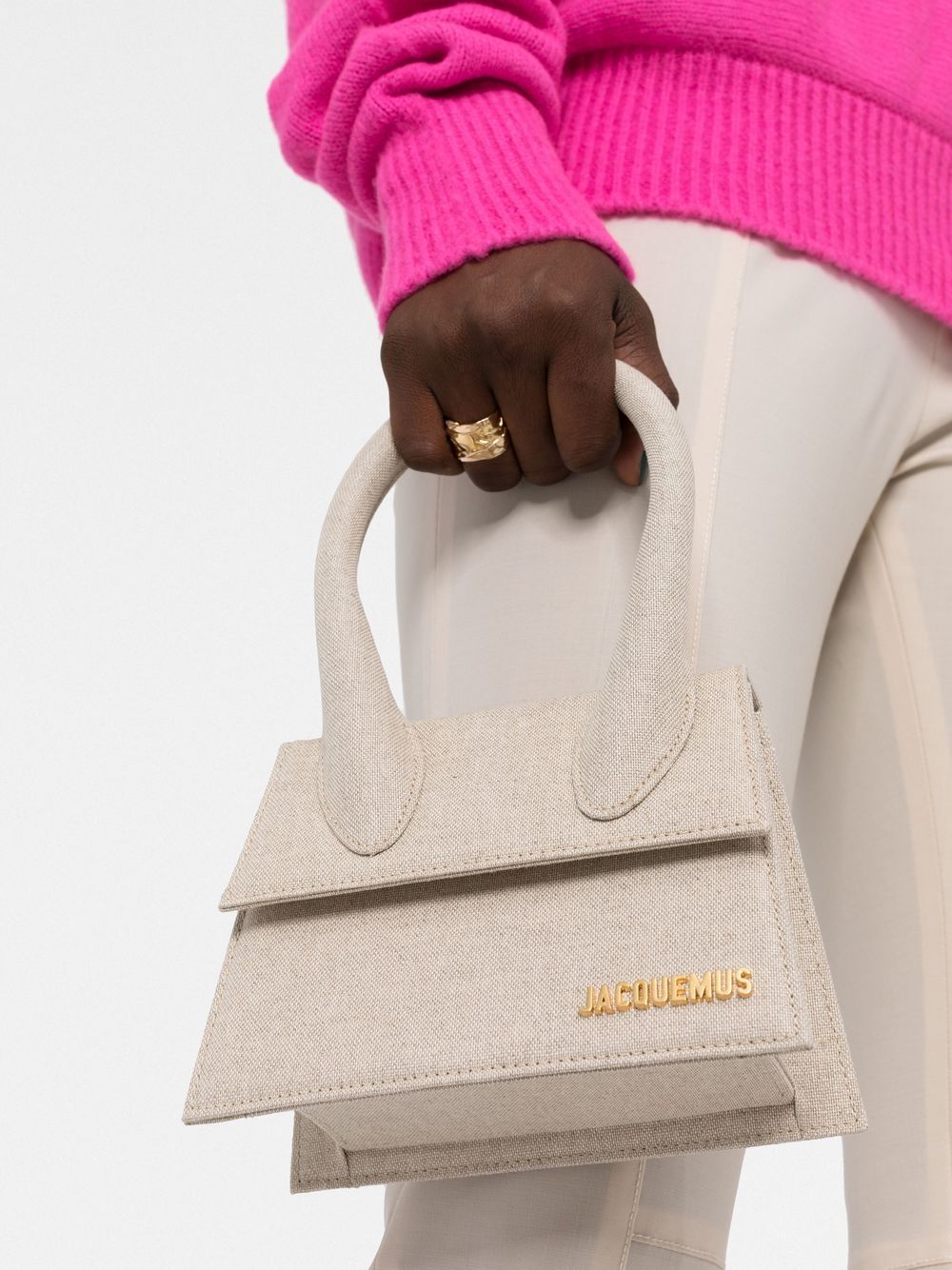 JACQUEMUS Le Chiquito Moyen Canvas Tote Bag - Grey image 3