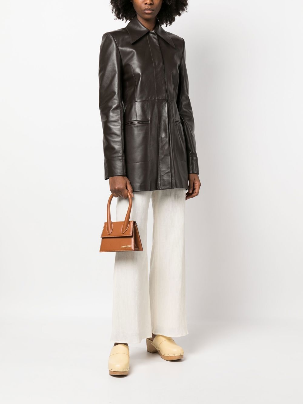 JACQUEMUS Le Chiquito Calfskin Leather Top-Handle Bag - Brown image 2