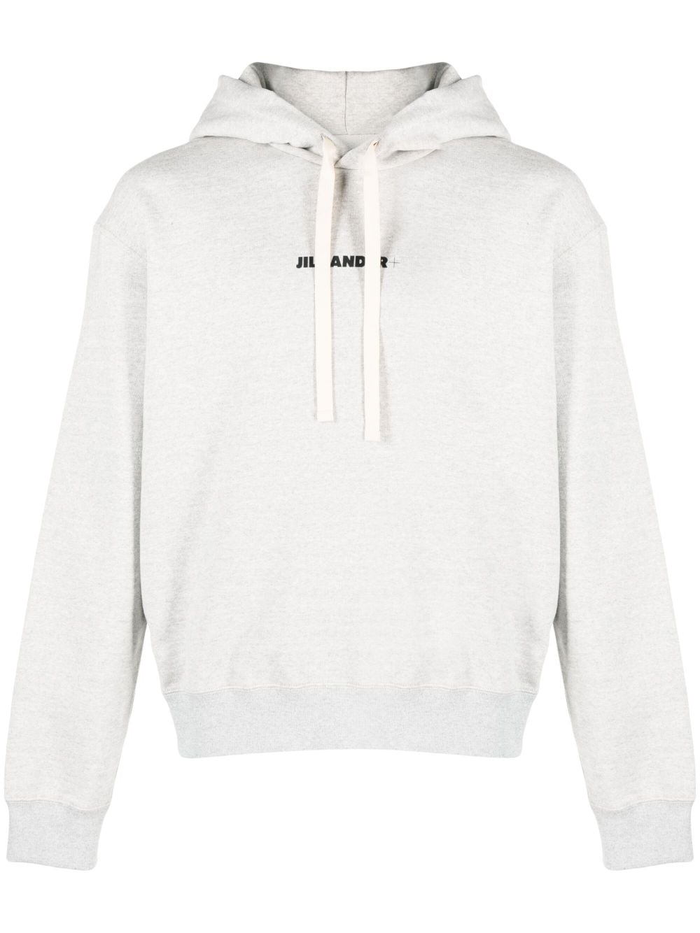 JIL SANDER PLUS Grey Logo-Print Cotton Hoodie image 0