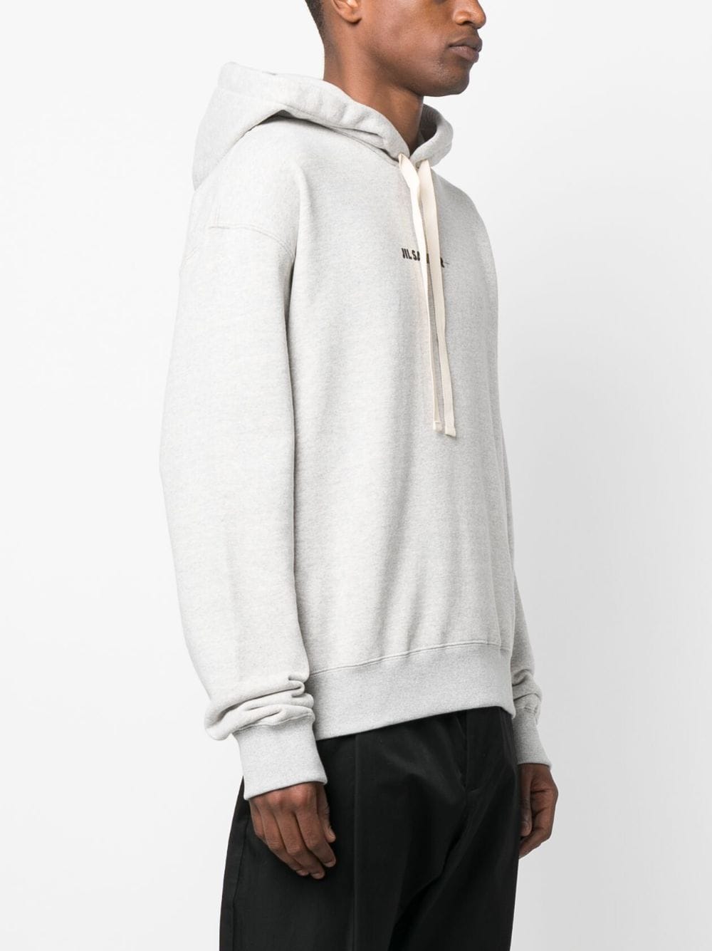 JIL SANDER PLUS Grey Logo-Print Cotton Hoodie image 3