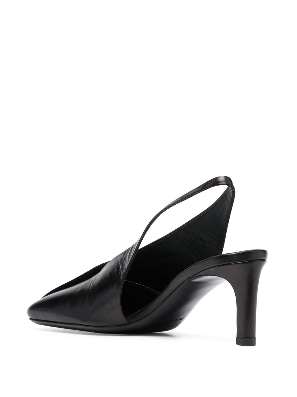 Jil Sander Black Leather Square-Toe Pumps with Heel image 2