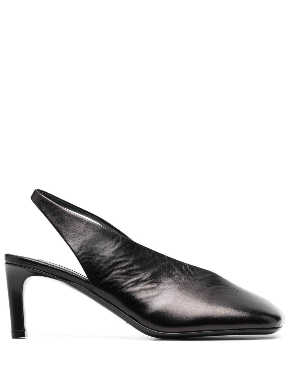 Jil Sander Black Leather Square-Toe Pumps with Heel image 0