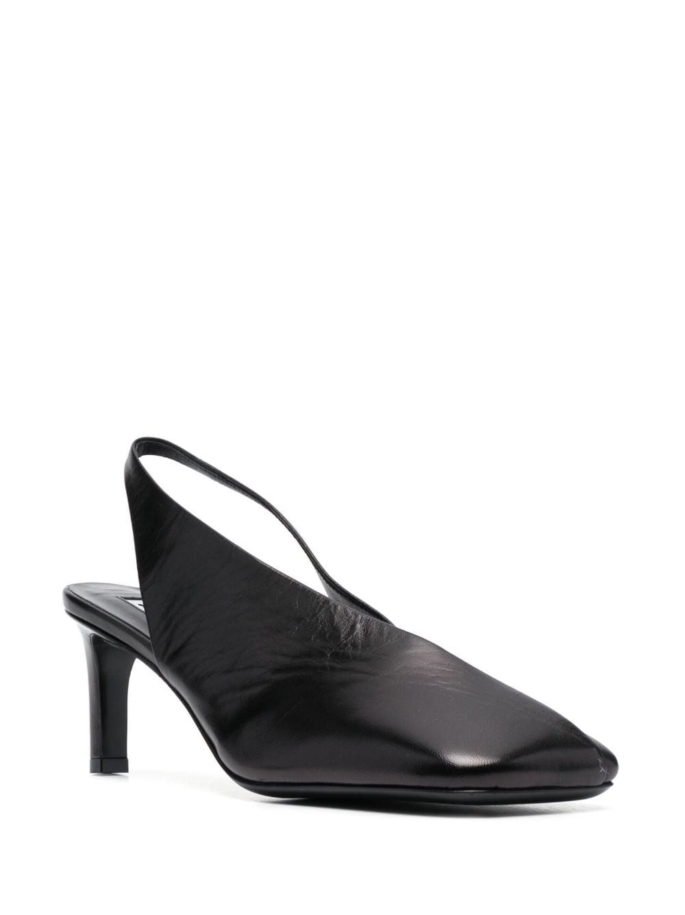 Jil Sander Black Leather Square-Toe Pumps with Heel image 3